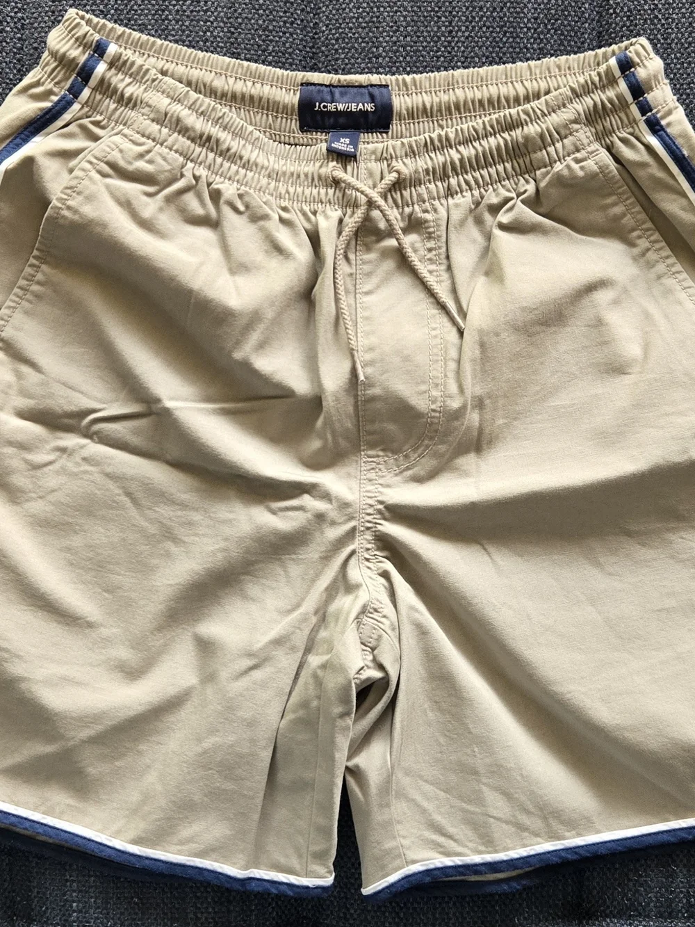 J. Crew Khaki Drawstring Waist Shorts with Navy Label